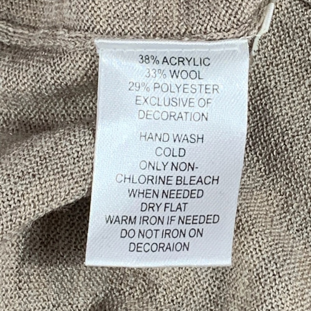 Ann Taylor Loft Sweater Womens Small Beige Lightweight Bow Tie Wool Blend Luxury - Picture 3 of 12